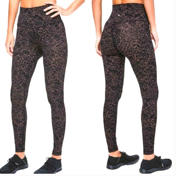 lululemon athletica Pants - Lululemon align crop lacescape Spanish rose